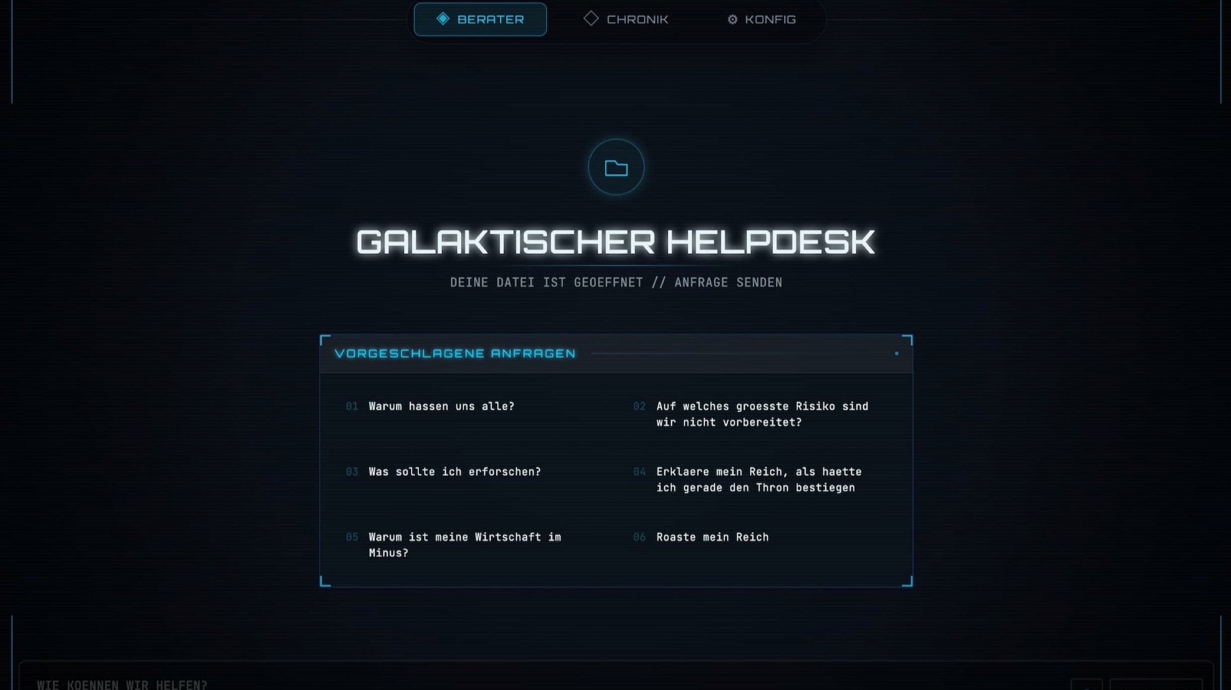 Stellaris Companion auf Deutsch mit dem Galaktischer-Helpdesk-Berater