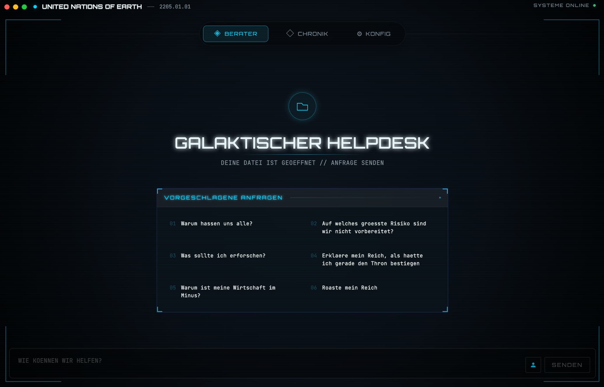 Stellaris Companion auf Deutsch mit dem Galaktischer-Helpdesk-Berater